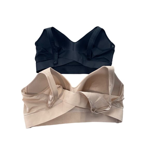 Rhonda Shear 2 Pack Molded Cup Bra with Wrap Back Size 2X Black Beige 665.11 - Picture 3 of 10